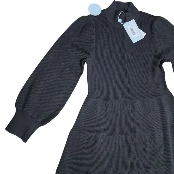 Hill House The Persephone Black Ribbed Sweater Knit Midi Dress Size XL New - Picture 4 of 9